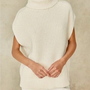 Pearl Elegant 100% Wool Cream Cowl Neck Sweater
